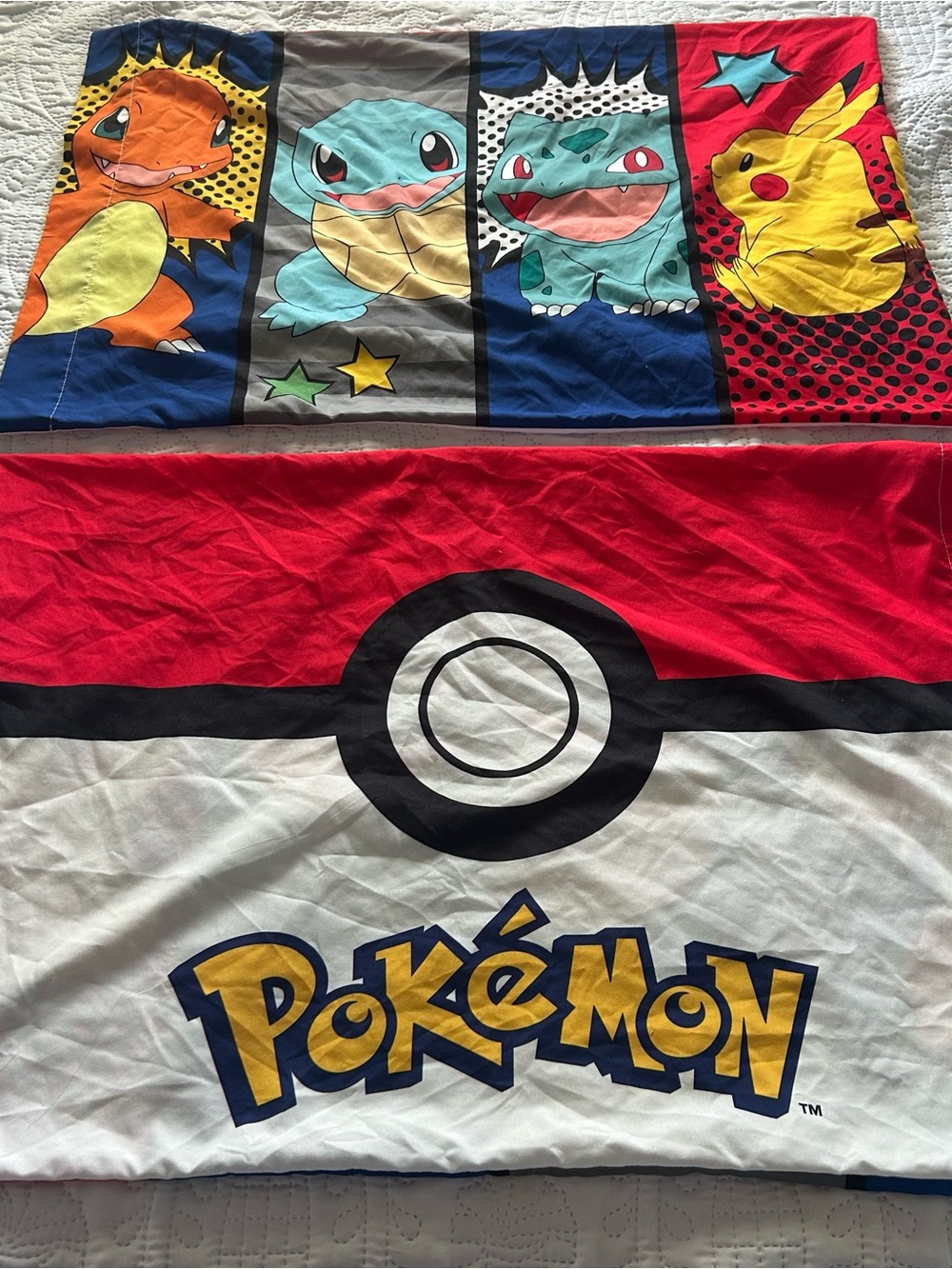 Pokémon Kids Pillowcase Set in Red, Blue, Yellow Set of 2